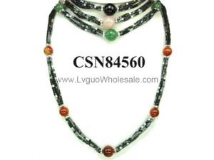 Assorted Colored Semi precious Stone Beads Hematite Cube Beads Stone Chain Choker Fashion Women Necklace